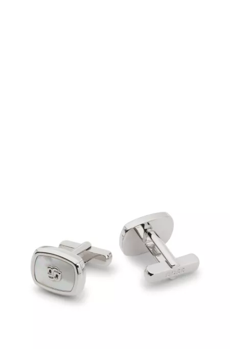 Double B monogram cufflinks with mother-of-pearl insert