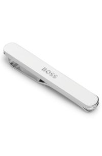 Tie clip with engraved logo, Silver tone