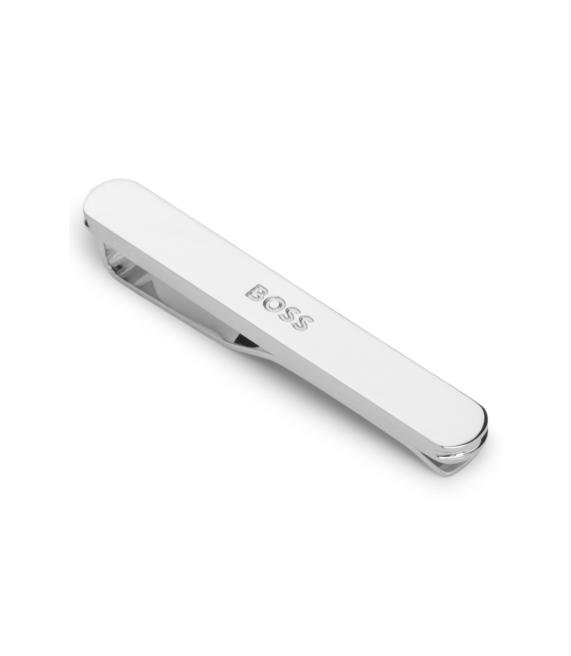 新品未使用【BOSS 】タイバー BOSS - ネクタイピン ロゴエングレーブ - シルバートーン