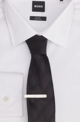 Tie clip with engraved logo, Silver tone