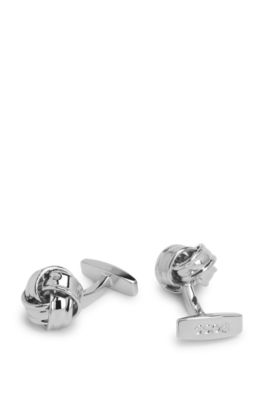 Cufflinks with knot shape, Silver tone