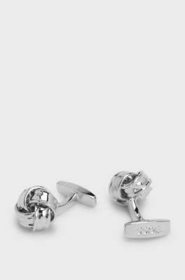 Cufflinks with knot shape, Silver tone