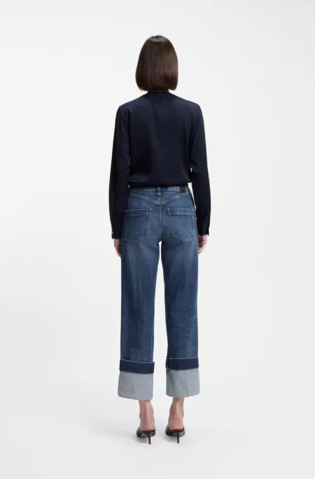 Slim-fit jeans in indigo stretch denim with turnups
