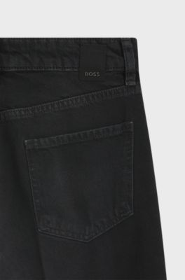 Boyfriend-fit jeans in grey rigid denim, Black