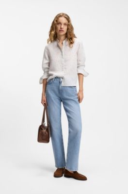 Slim-fit jeans in blue comfort-stretch denim, Light Blue