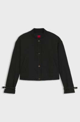 Oversized-fit blazer in boucl&eacute; fabric, Black
