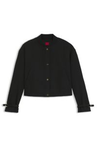 Oversized-fit blazer in bouclé fabric, Black