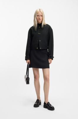 Blazer oversize in tessuto boucl&eacute;, Nero