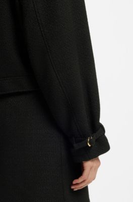 Blazer oversize in tessuto boucl&eacute;, Nero