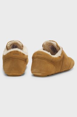 BOSS x Steiff suede trainers with teddy-fabric trims, Beige