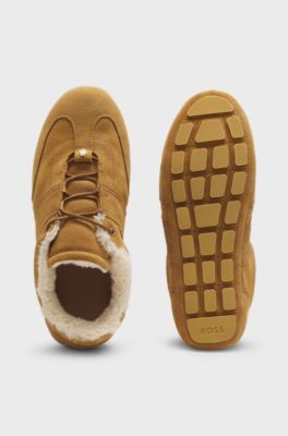 BOSS x Steiff suede trainers with teddy-fabric trims, Beige