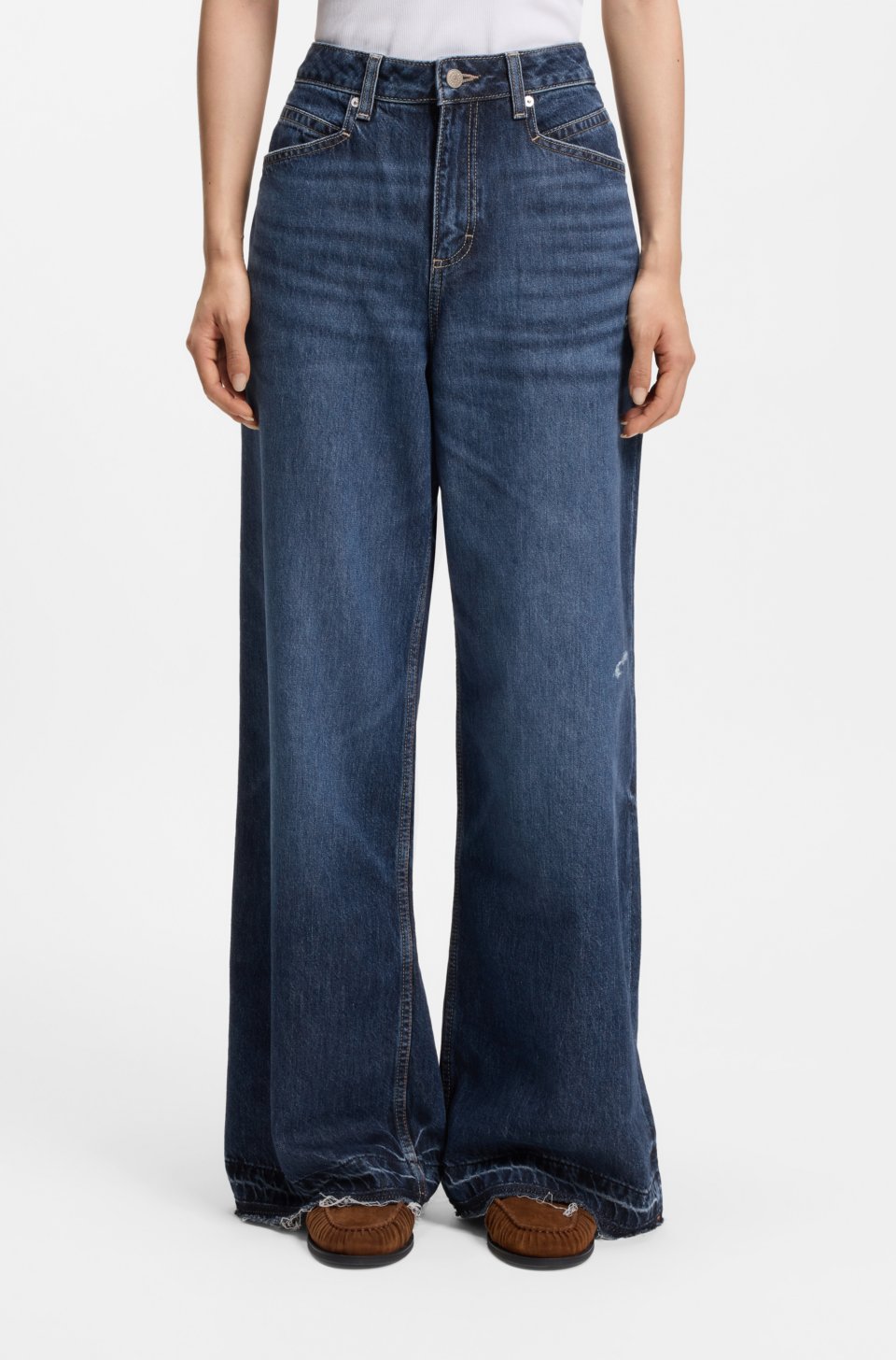 Relaxed-fit jeans in blue rigid denim