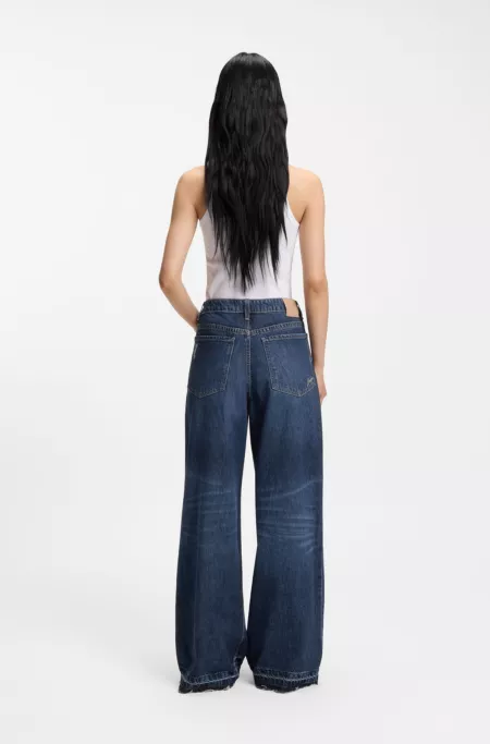 Relaxed-fit jeans in blue rigid denim