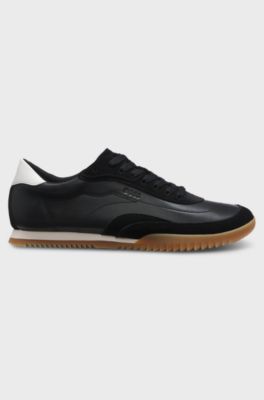 Trainers in leather and suede, Black