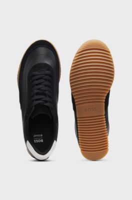 Trainers in leather and suede, Black