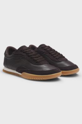 Trainers in leather and suede, Dark Purple
