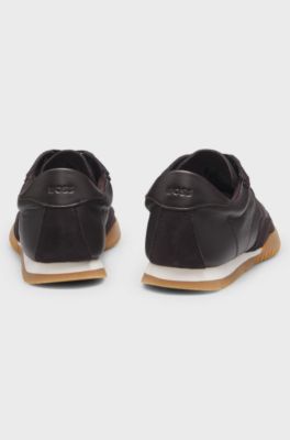 Trainers in leather and suede, Dark Purple