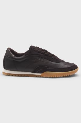 Trainers in leather and suede, Dark Purple