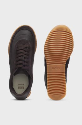 Trainers in leather and suede, Dark Purple