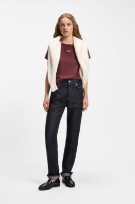 Regular-Fit Jeans mit schmalem Bein, Dunkelblau