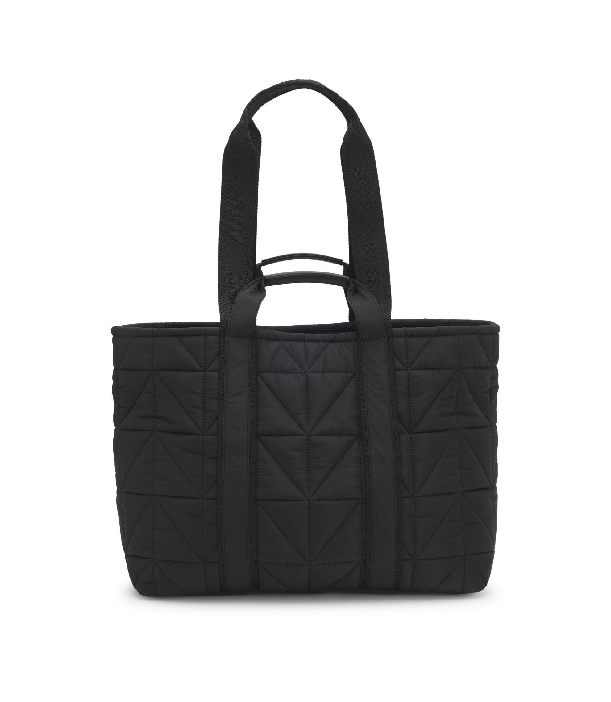BOSS - Quilted tote bag with logo patch - Black