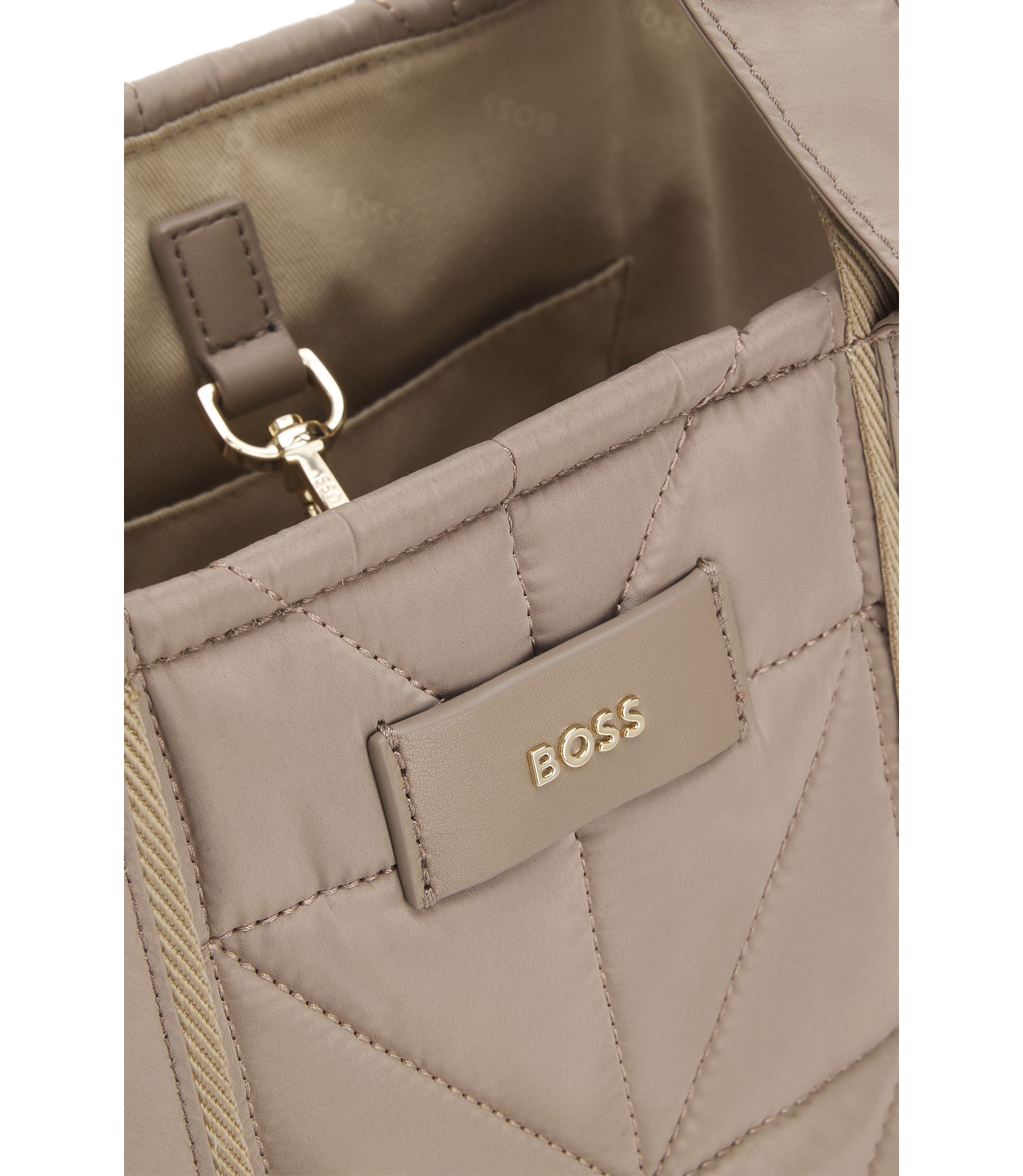 BOSS グレー トートバッグ BOSS - Quilted tote bag with logo patch - Light Brown