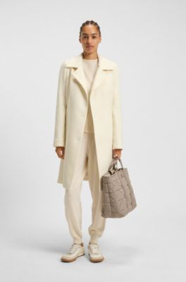 Quilted tote bag with logo patch, Light Brown