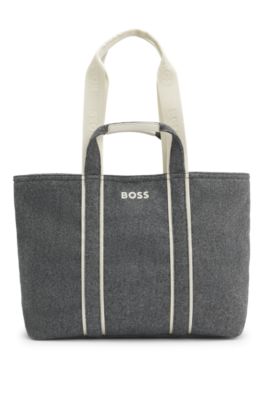 Fabric tote bag with contrast logo, Dark Grey