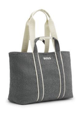 Fabric tote bag with contrast logo, Dark Grey