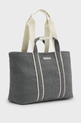 Fabric tote bag with contrast logo, Dark Grey