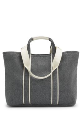 Fabric tote bag with contrast logo, Dark Grey