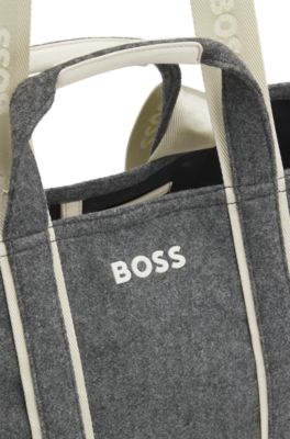 Fabric tote bag with contrast logo, Dark Grey