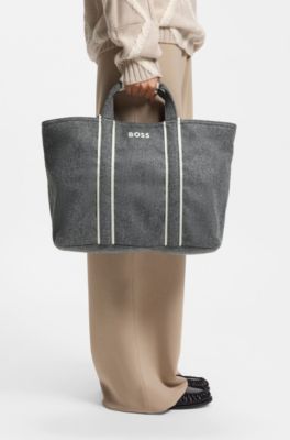 Fabric tote bag with contrast logo, Dark Grey