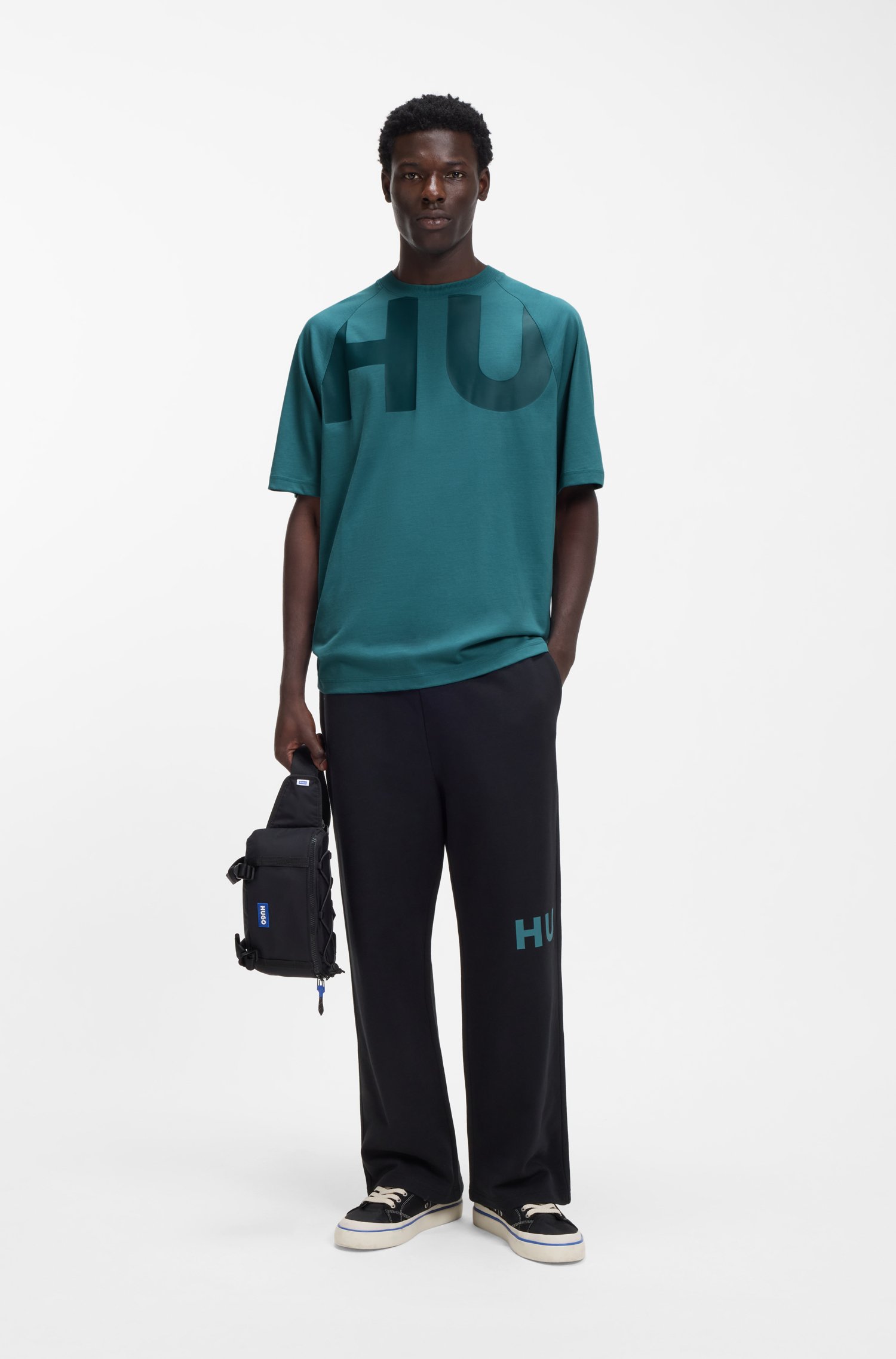 Hugo Loose-fit T-shirt in cotton jersey with wraparound logo herr – bild 2