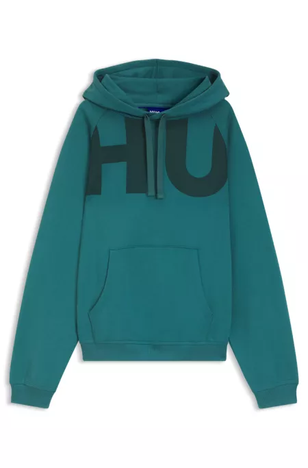 Prenda con capucha de felpa de algodón con logo estampado