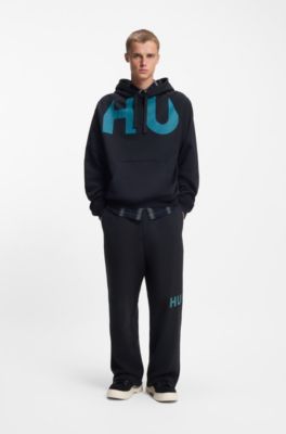 Trainingsbroek van katoenen sweatstof met logoprint, Zwart