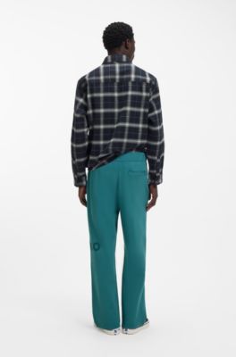 Cotton-terry tracksuit bottoms with logo print, Blue