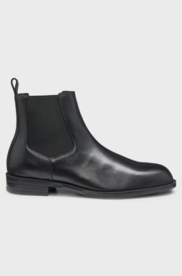 Leather Chelsea boot with heel logo, Black