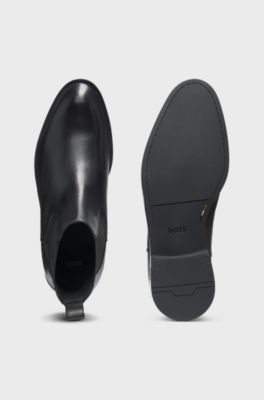 Leather Chelsea boot with heel logo, Black