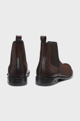 Classic Chelsea boots in brushed leather, Dark Brown