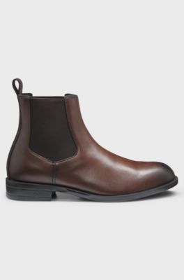 Classic Chelsea boots in brushed leather, Dark Brown