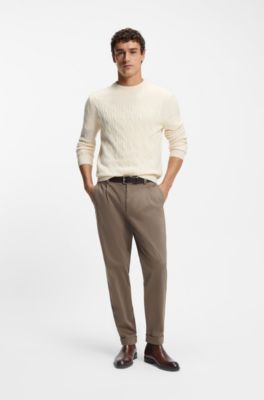 Leather Chelsea boot with heel logo, Dark Brown