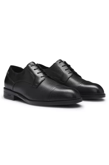 Printed-leather Derby shoes with cap toe