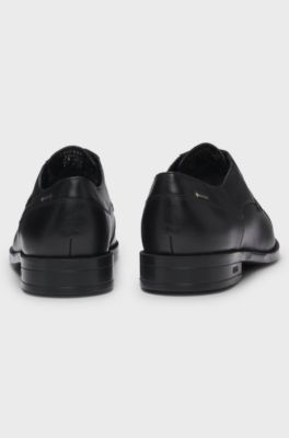 Printed-leather Derby shoes with cap toe, Black