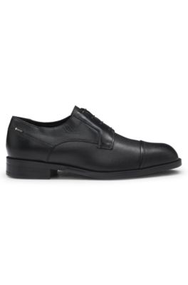 Printed-leather Derby shoes with cap toe, Black