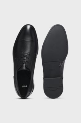 Printed-leather Derby shoes with cap toe, Black