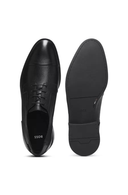 Printed-leather Derby shoes with cap toe