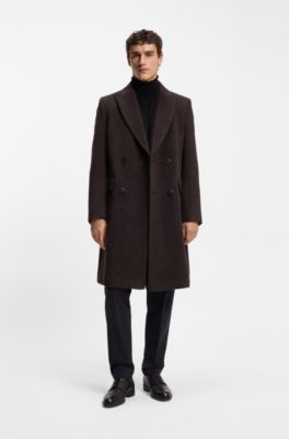 Printed-leather Derby shoes with cap toe, Dark Brown