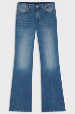 Bootcut leg jeans in blue comfort-stretch denim, Blue