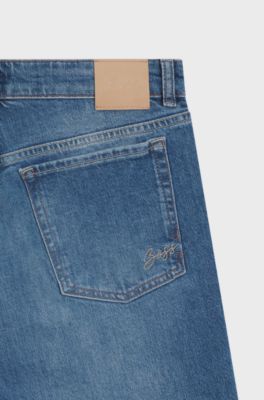 Bootcut leg jeans in blue comfort-stretch denim, Blue